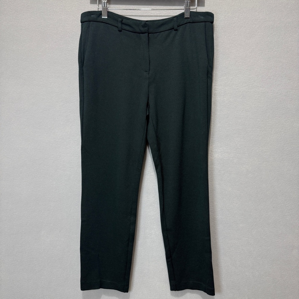 Rachel Zoe Flat Front Dress Pants Womens Size 12 Green Mid-Rise Slim Fit Stretch